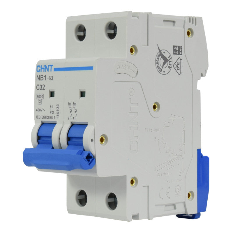 Mini Breaker Termomagnético Riel l 2 Polos l 32A l  6KA l NB1-63 2P C32 6KA l CHINT