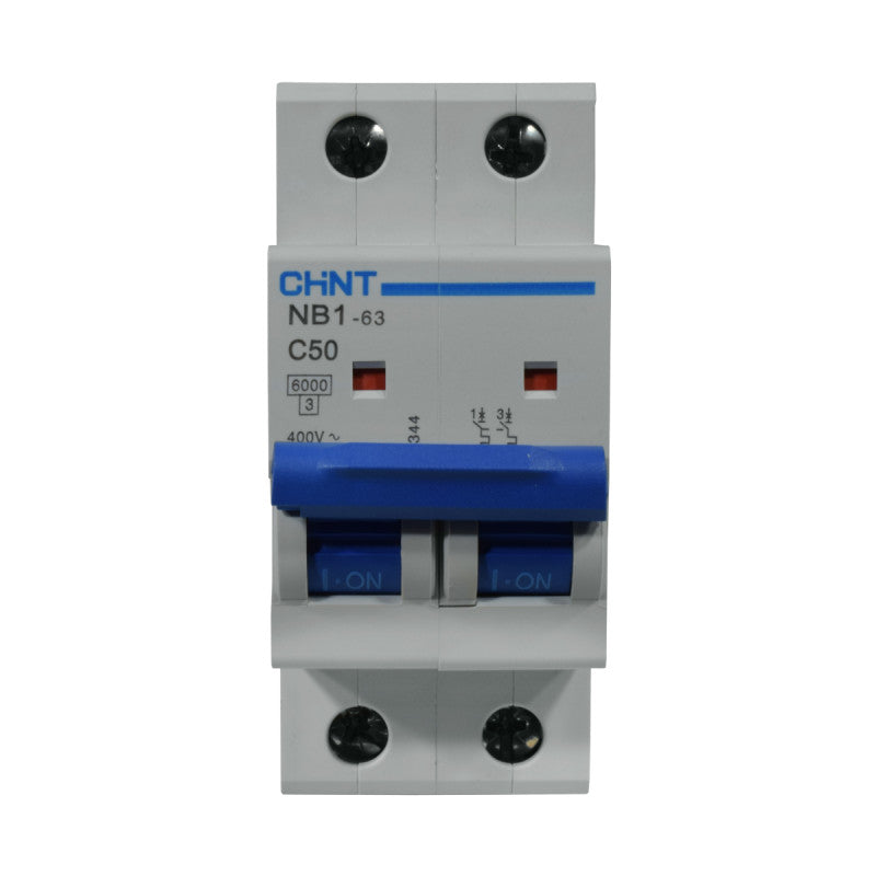 Mini Breaker Termomagnético Riel l 2 Polos l 50A l  6KA l NB1-63 2P C50 6KA l CHINT