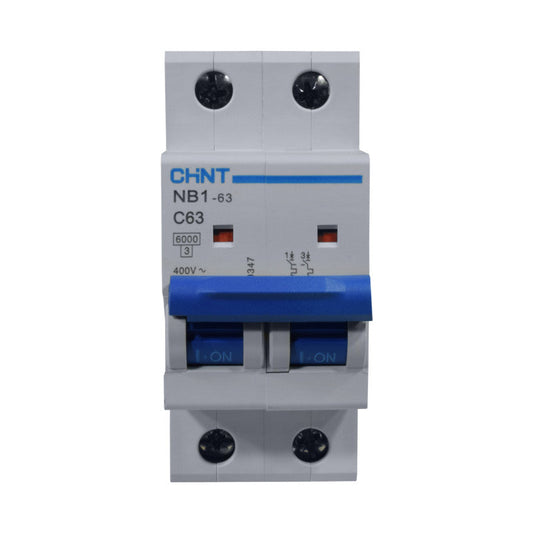 Mini Breaker Termomagnético Riel l 2 Polos l 63A l  6KA l NB1-63 2P C63 6KA l CHINT