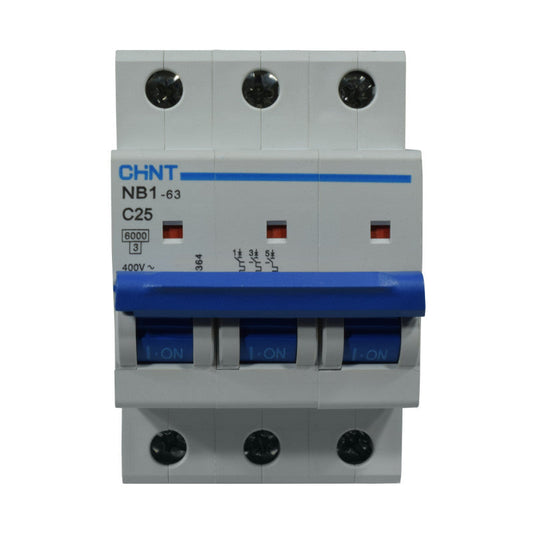 Mini Breaker Termomagnético Riel l 3 Polos l 25A l  6KA l NB1-63 3P C25 6KA l CHINT