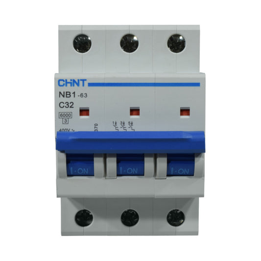 Mini Breaker Termomagnético Riel l 3 Polos l 32A l  6KA l NB1-63 3P C32 6KA l CHINT