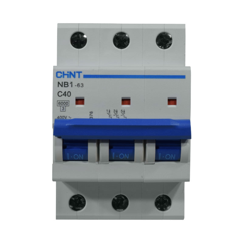 Mini Breaker Termomagnético Riel l 3 Polos l 40A l  6KA l NB1-63 3P C40 6KA l CHINT