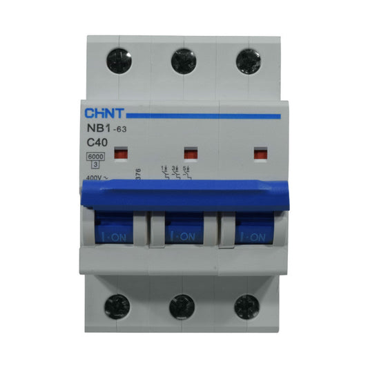 Mini Breaker Termomagnético Riel l 3 Polos l 40A l  6KA l NB1-63 3P C40 6KA l CHINT