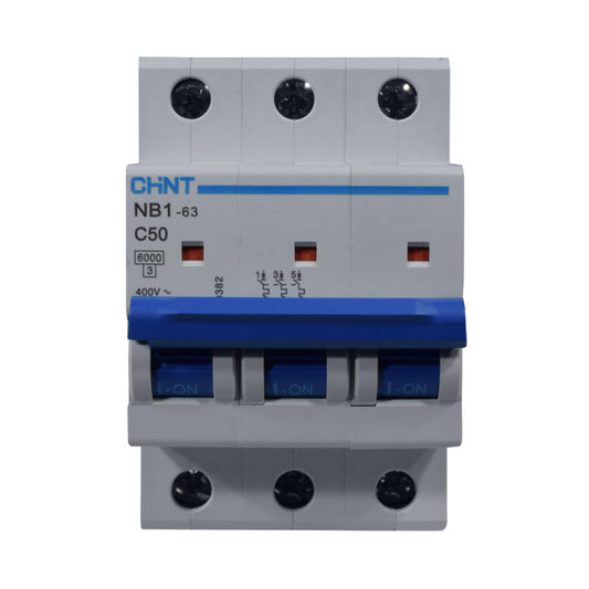 Mini Breaker Termomagnético Riel l 3 Polos l 50A l  6KA l NB1-63 3P C50 6KA l CHINT