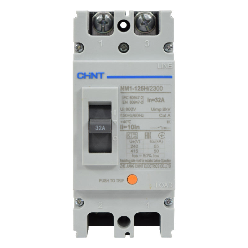 Breaker Totalizador Termomagnético l 2 Polos l 32A l 50KA / 65KA l NM1-125H l CHINT