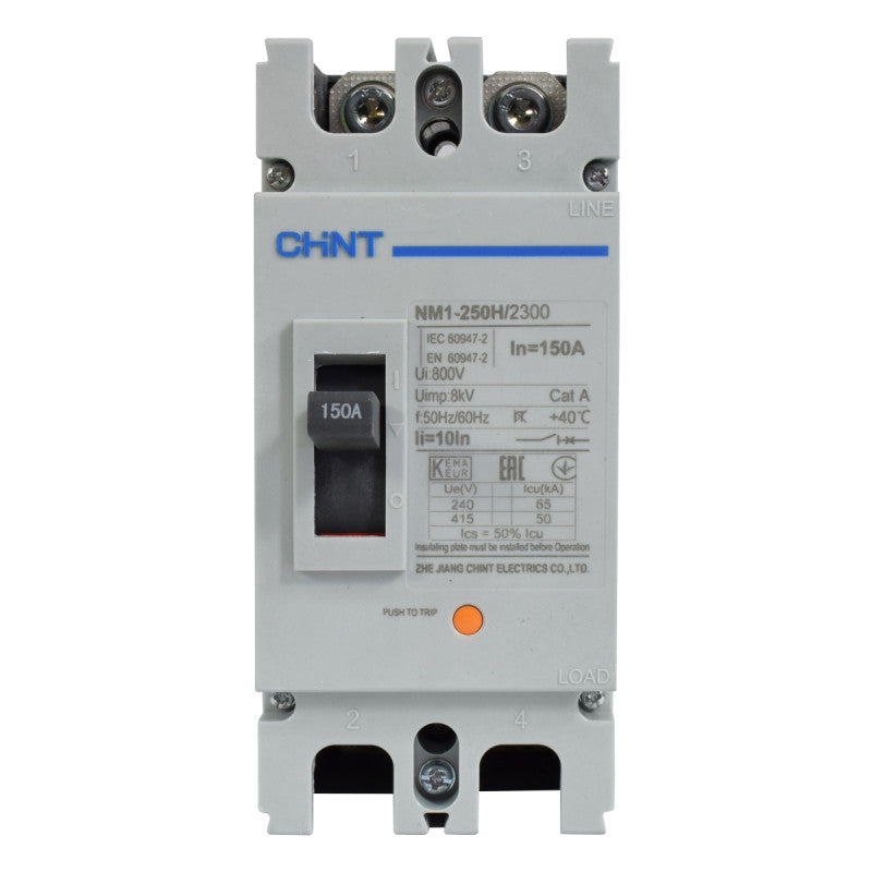 Breaker Totalizador Termomagnético l 2 Polos l 150A l 50KA / 65KA l NM1-250H l CHINT