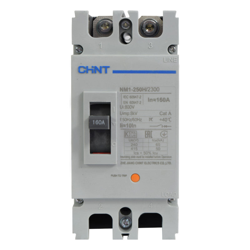 Breaker Totalizador Termomagnético l 2 Polos l 160A l 50KA / 65KA l NM1-250H l CHINT