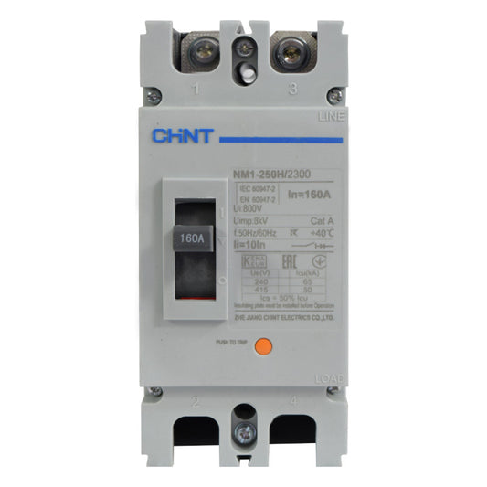 Breaker Totalizador Termomagnético l 2 Polos l 160A l 50KA / 65KA l NM1-250H l CHINT