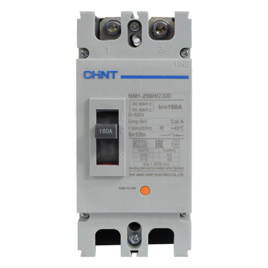 Breaker Totalizador Termomagnético l 2 Polos l 160A l 50KA / 65KA l NM1-250H l CHINT