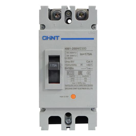 Breaker Totalizador Termomagnético l 2 Polos l 175A l 50KA / 65KA l NM1-250H l CHINT