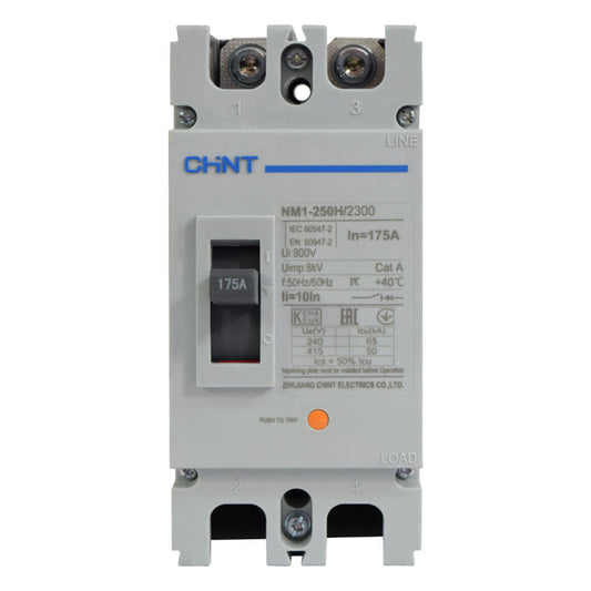 Breaker Totalizador Termomagnético l 2 Polos l 175A l 50KA / 65KA l NM1-250H l CHINT