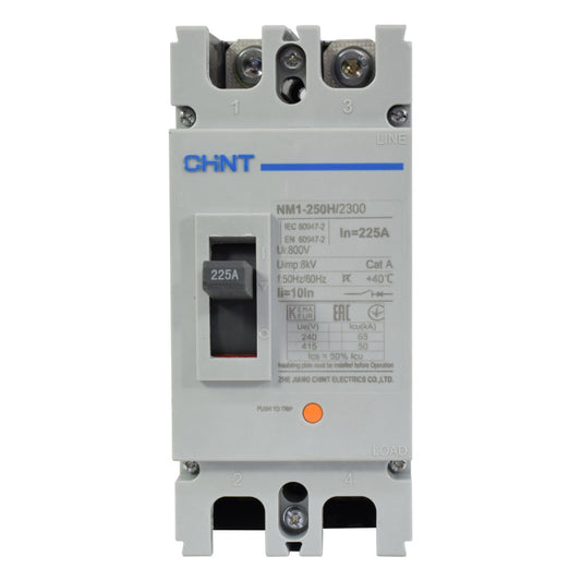 Breaker Totalizador Termomagnético l 2 Polos l 225A l 50KA / 65KA l NM1-250H l CHINT