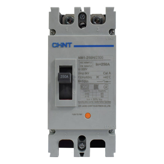 Breaker Totalizador Termomagnético l 2 Polos l 250A l 50KA / 65KA l NM1-250H l CHINT