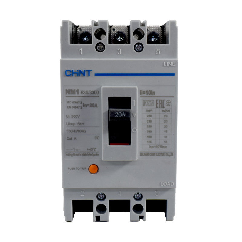 Breaker Totalizador Termomagnético l 3 Polos l 125A l 50KA / 65KA l NM1-125H l CHINT