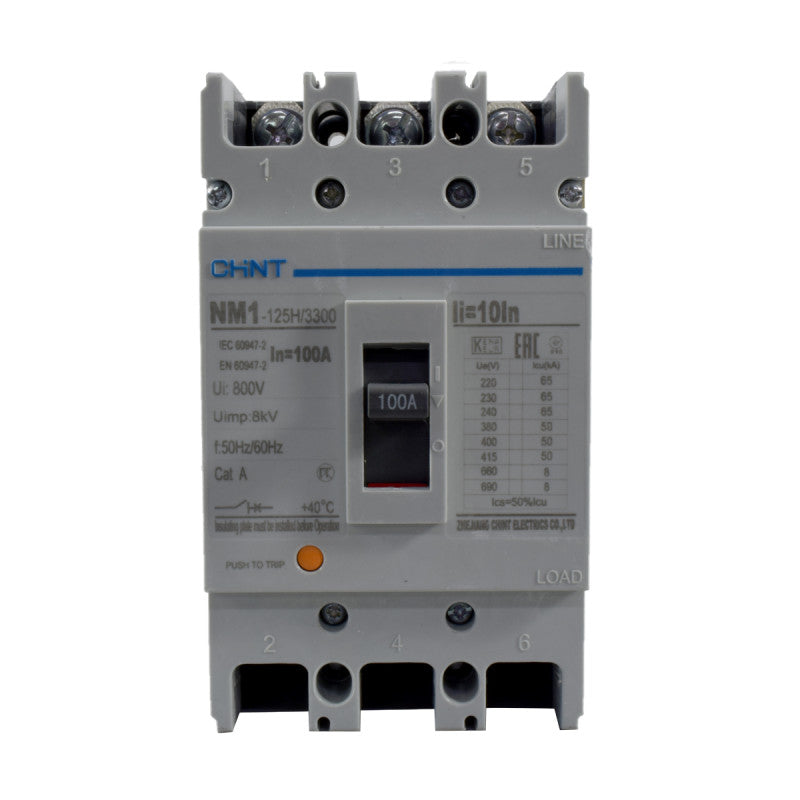 Breaker Totalizador Termomagnético l 3 Polos l 100A l 50KA / 65KA l NM1-125H l CHINT