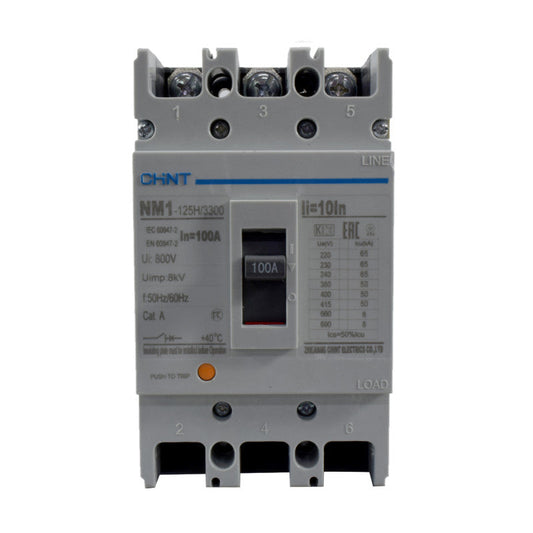 Breaker Totalizador Termomagnético l 3 Polos l 100A l 50KA / 65KA l NM1-125H l CHINT