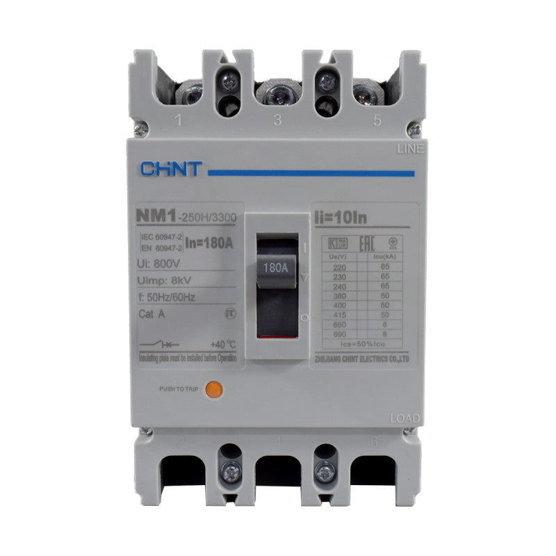 Breaker Totalizador Termomagnético l 3 Polos l 180A l 50KA / 65KA l NM1-250H l CHINT