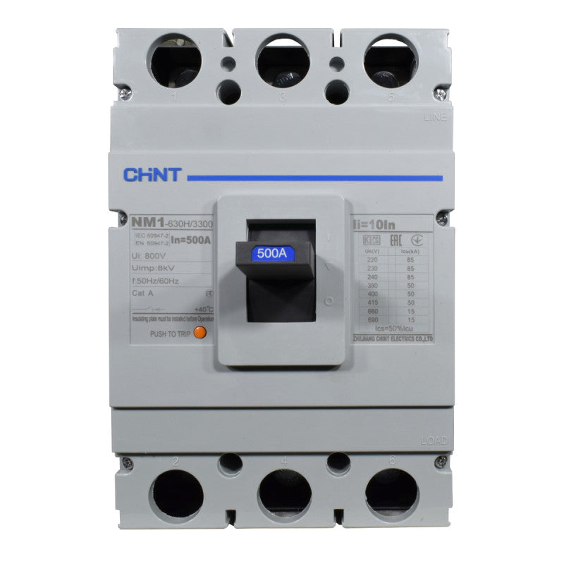 Breaker Totalizador Termomagnético l 3 Polos l 500A l 50KA / 85KA l NM1-630H l CHINT