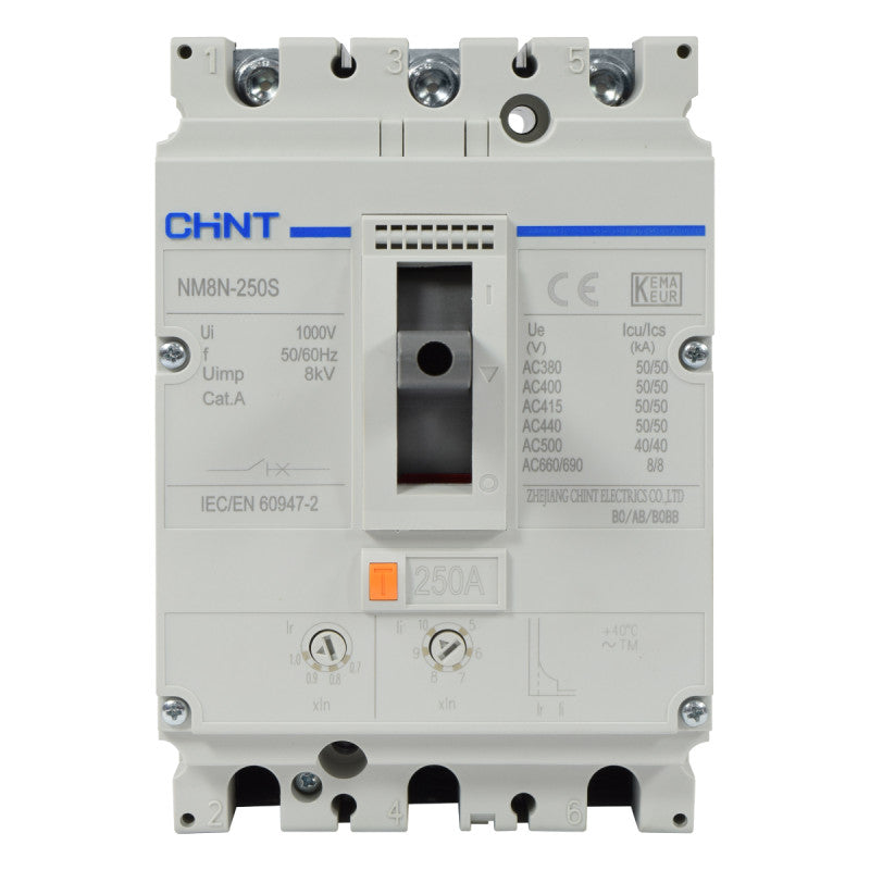 Breaker Totalizador Termomagnético Ajustable l 3 Polos l 175 - 250A l 50KA / 50KA l NM8N-250S l CHINT