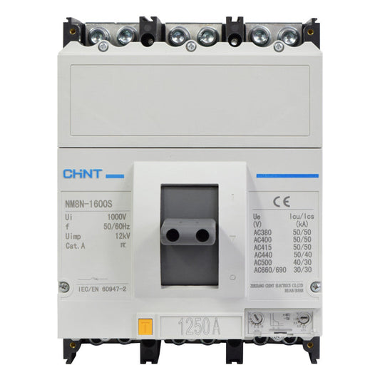 Breaker Totalizador Termomagnético Ajustable l 3 Polos l 875 - 1250A l 50KA / 50KA l NM8N-1600S l CHINT