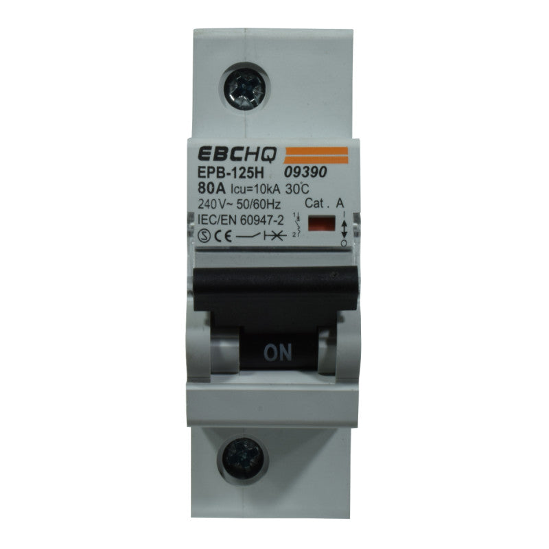 Mini Breaker Termomagnético Riel l 1 Polos l 80A l  10KA l EPB125H/1-C80 l EBCHQ