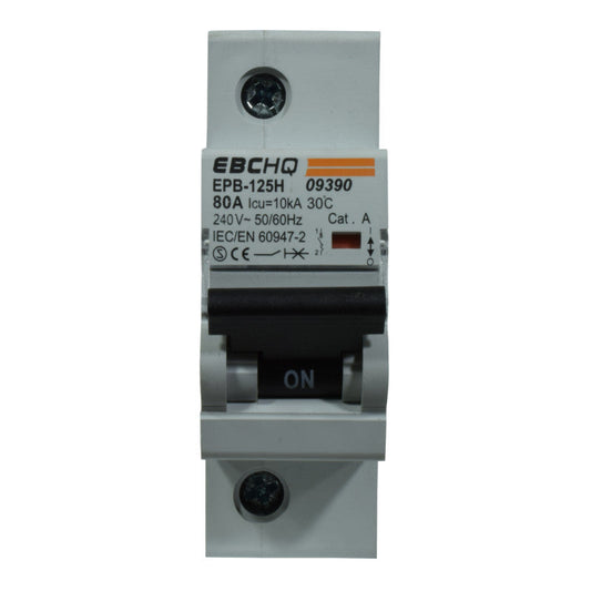 Mini Breaker Termomagnético Riel l 1 Polos l 80A l  10KA l EPB125H/1-C80 l EBCHQ