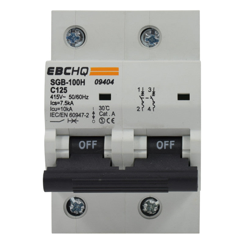 Mini Breaker Termomagnético Riel l 2 Polos l 125A l  10KA l EPB125H/2-C125 l EBCHQ