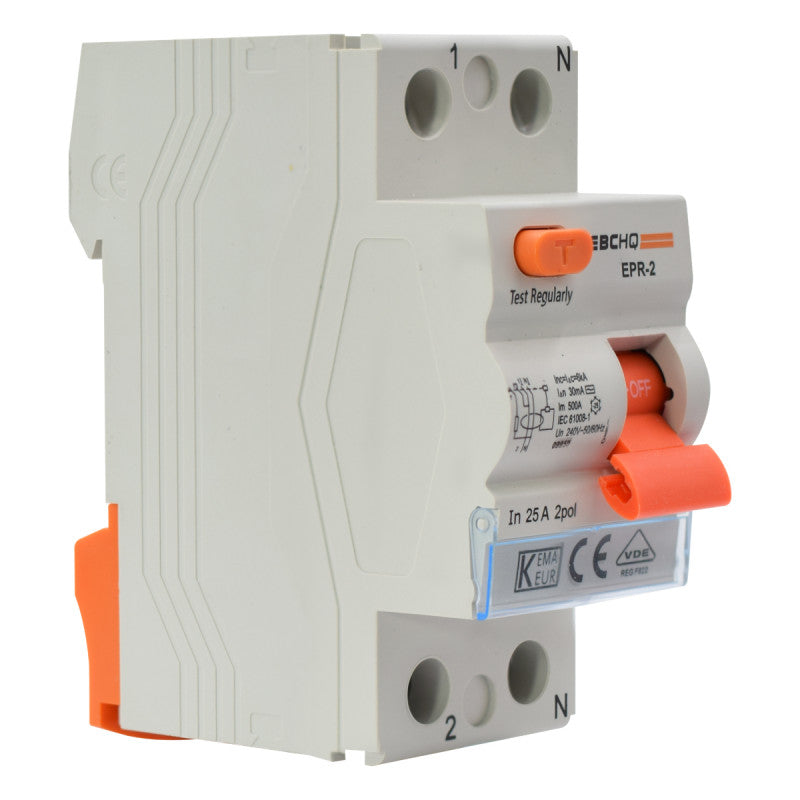 Breaker Diferencial Riel l 2 Polos l 25A l  6KA l EPR-2 2/25/30 l EBCHQ