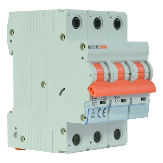 Mini Breaker Termomagnético Riel Corriente Directa l 3 Polos l 16A l  6KA l EPB-63M/3-DC16 l EBCHQ