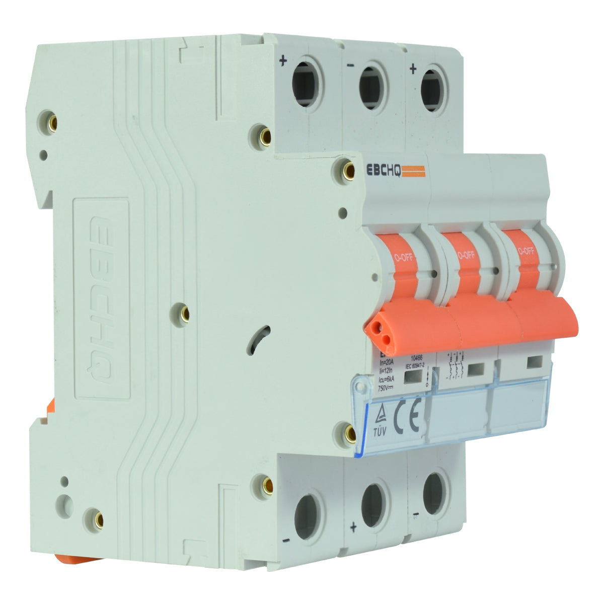 Mini Breaker Termomagnético Riel Corriente Directa l 3 Polos l 20A l  6KA l EPB-63M/3-DC20 l EBCHQ