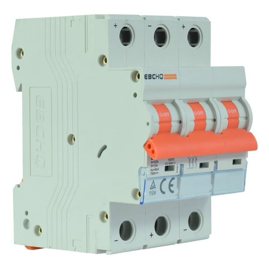 Mini Breaker Termomagnético Riel Corriente Directa l 3 Polos l 32A l  6KA l EPB-63M/3-DC32 l EBCHQ