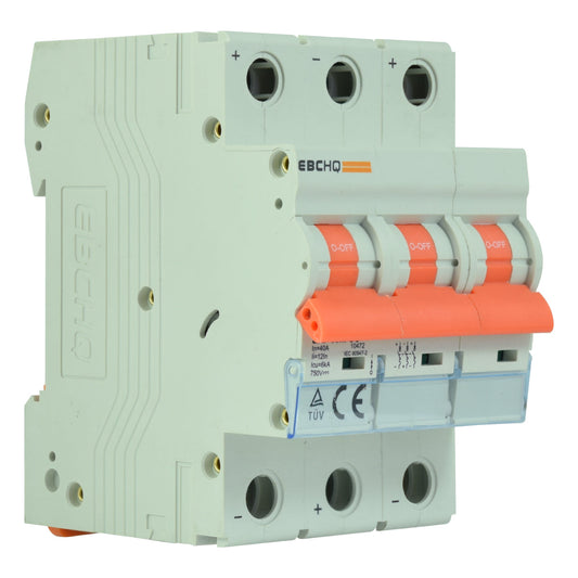 Mini Breaker Termomagnético Riel Corriente Directa l 3 Polos l 40A l  6KA l EPB-63M/3-DC40 l EBCHQ