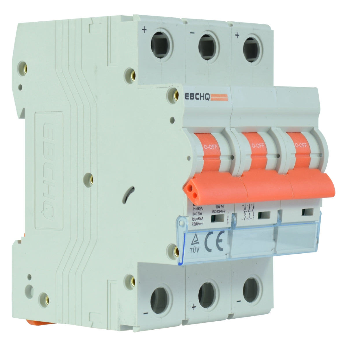 Mini Breaker Termomagnético Riel Corriente Directa l 3 Polos l 50A l  6KA l EPB-63M/3-DC50 l EBCHQ