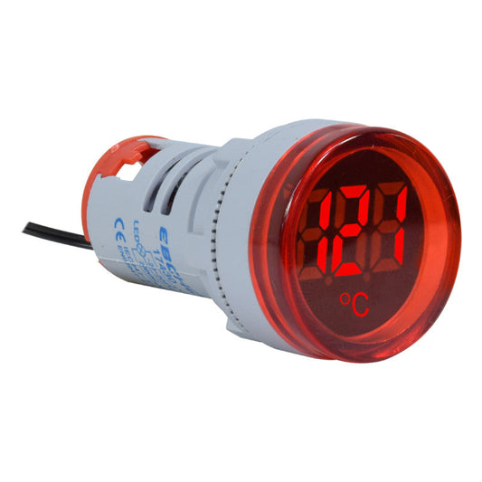 Luz Piloto Indicador Redondo l Temperatura l 22mm l 220VAC l Rango de -20 - 200°C l Rojo