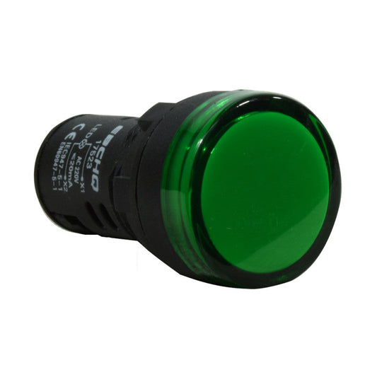 Luz Piloto / Indicador Led de Señalización Plástico l 22mm l Color Verde l 220VAC l EBCHQ