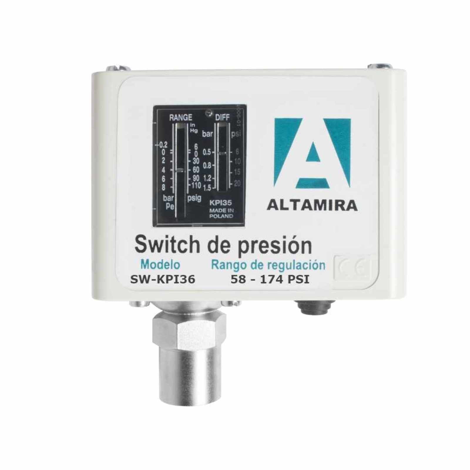 Presostato 4 - 12Bar / 58 - 174PSI l G1/4 Hembra KPI36 ALTAMIRA