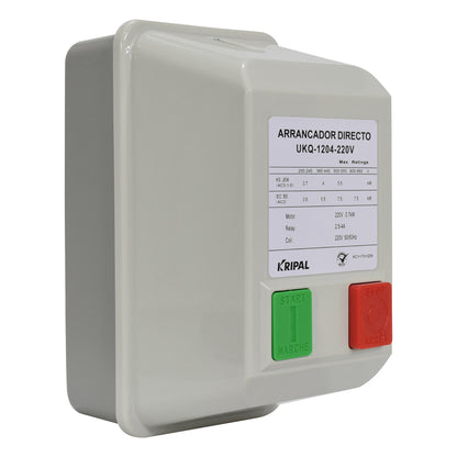 Arrancador Directo KRIPAL l 2,5 - 4Amp l 220VAC l Base Metálica + Cubierta Plastica l IP-44 l Mod. UKQ-12MB