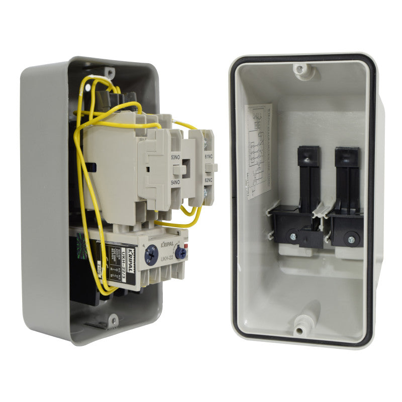 Arrancador Directo KRIPAL l 12 - 18Amp l 220VAC l Base Metálica + Cubierta Plastica l IP-44 l Mod. UKQ-18MB