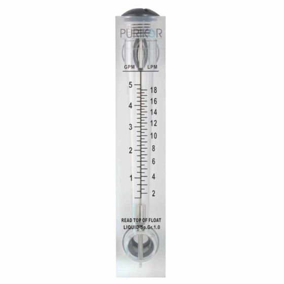 Flujómetro - Medidor de Flujo l Para Tuberia de 1/2" l 1 - 5 GPM l 2 - 18 LPM l PURIKOR