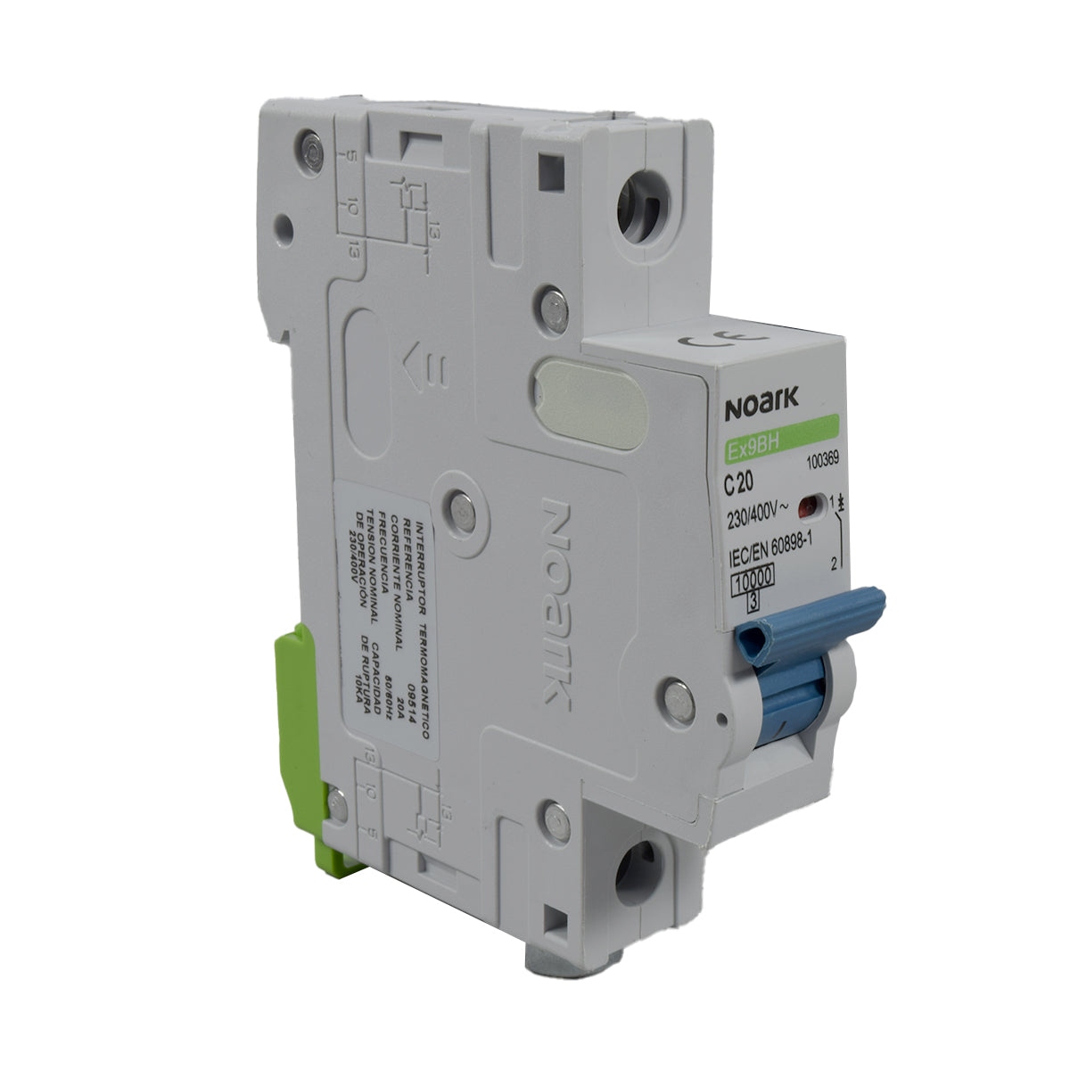 Mini Breaker Termomagnético Riel l 1 Polos l 20A l  10KA l Ex9BH 1P C20 l NOARK