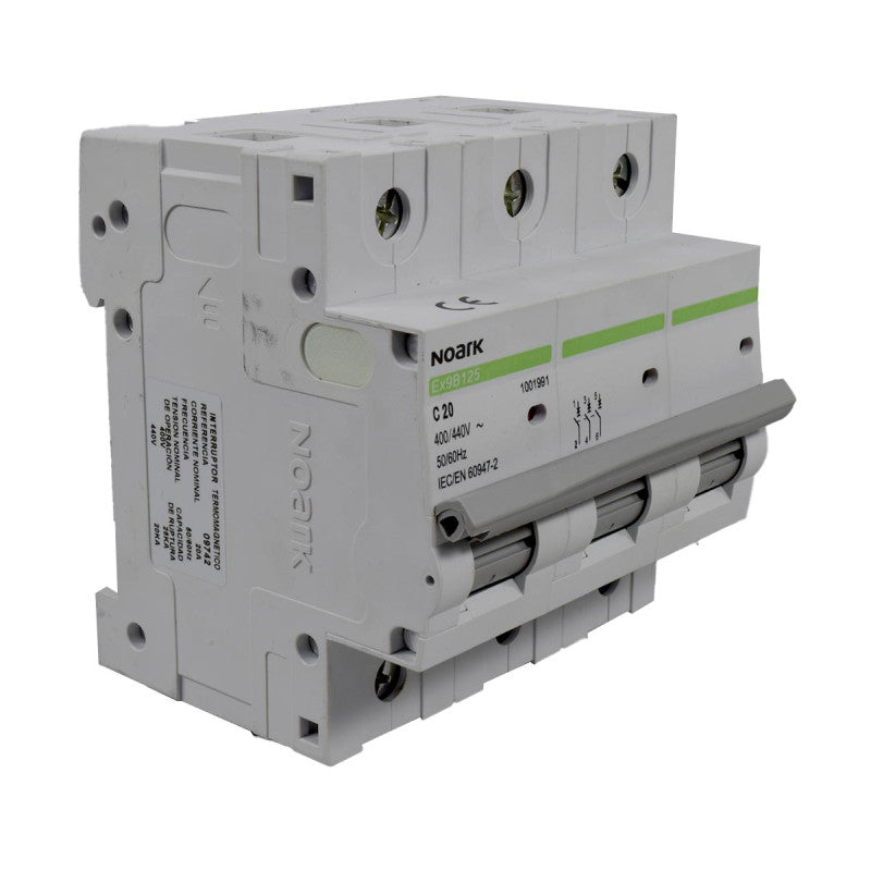 Mini Breaker Termomagnético Riel l 3 Polos l 20A l  25KA l Ex9B125 3P C20 l NOARK