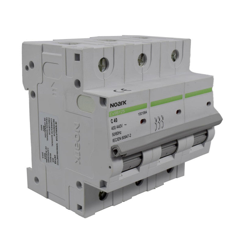 Mini Breaker Termomagnético Riel l 3 Polos l 40A l  25KA l Ex9B125 3P C40 l NOARK