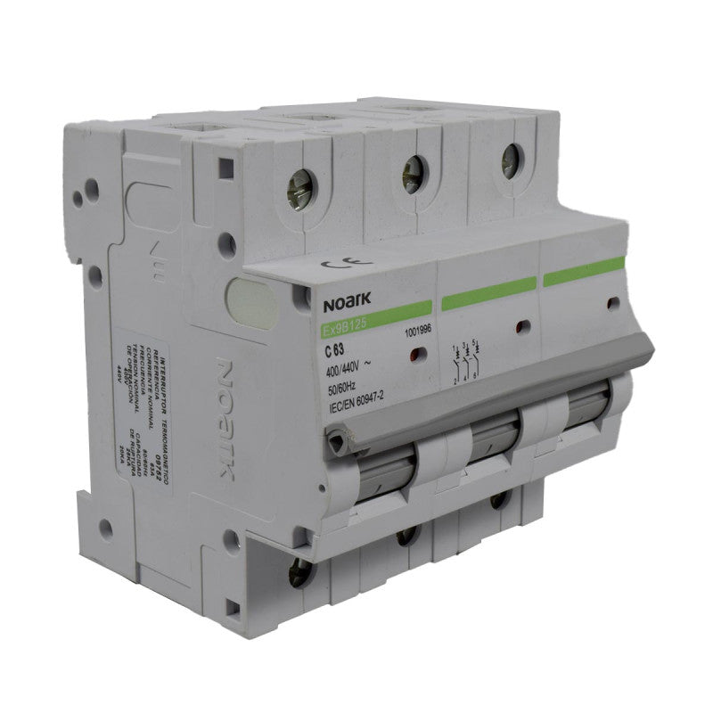 Mini Breaker Termomagnético Riel l 3 Polos l 63A l  25KA l Ex9B125 3P C63 l NOARK