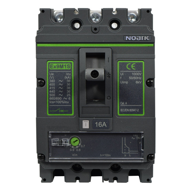 Interruptor Automático de Caja Moldeada l Breaker Totalizador Industrial Termomagnético l Ajustable l 3 Polos l 12,8 - 16A l 36KA / 50KA l Ex9M1S l NOARK