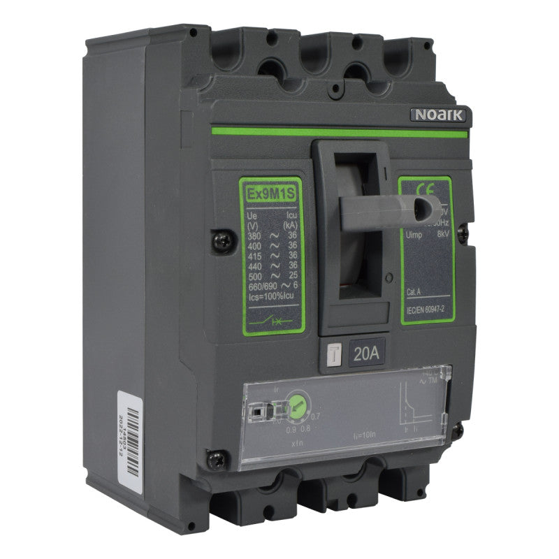 Interruptor Automático de Caja Moldeada l Breaker Totalizador Industrial Termomagnético l Ajustable l 3 Polos l 16 - 20A l 36KA / 50KA l Ex9M1S l NOARK