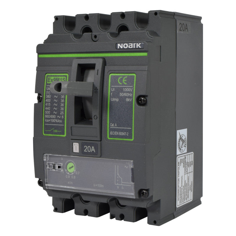 Interruptor Automático de Caja Moldeada l Breaker Totalizador Industrial Termomagnético l Ajustable l 3 Polos l 16 - 20A l 36KA / 50KA l Ex9M1S l NOARK