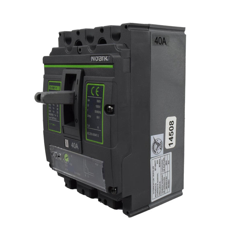 Interruptor Automático de Caja Moldeada l Breaker Totalizador Industrial Termomagnético l Ajustable l 3 Polos l 32 - 40A l 36KA / 50KA l Ex9M1S l NOARK