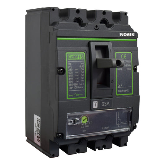 Interruptor Automático de Caja Moldeada l Breaker Totalizador Industrial Termomagnético l Ajustable l 3 Polos l 50,4 - 63A l 36KA / 50KA l Ex9M1S l NOARK