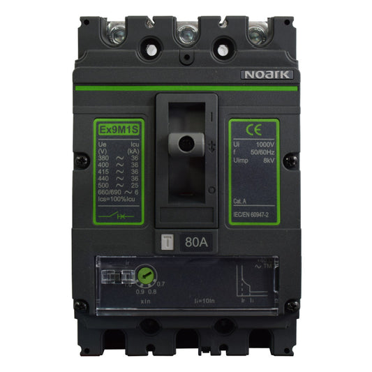 Interruptor Automático de Caja Moldeada l Breaker Totalizador Industrial Termomagnético l Ajustable l 3 Polos l 64 - 80A l 36KA / 50KA l Ex9M1S l NOARK