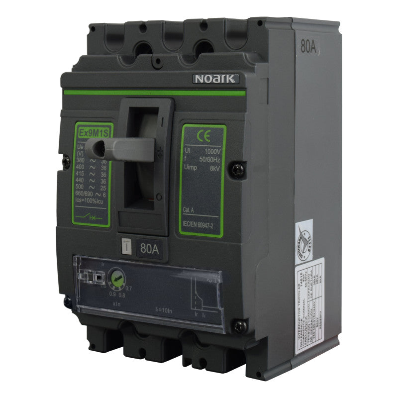 Interruptor Automático de Caja Moldeada l Breaker Totalizador Industrial Termomagnético l Ajustable l 3 Polos l 64 - 80A l 36KA / 50KA l Ex9M1S l NOARK